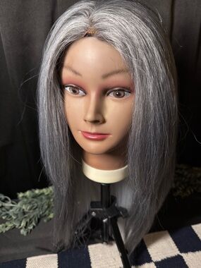 Gray Straight Lace Front synthetic wig